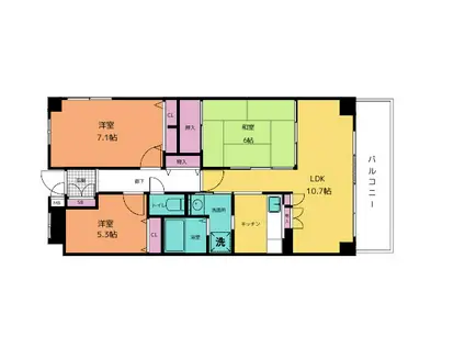 フェニックスハイツ西明石(3LDK/4階)の間取り写真