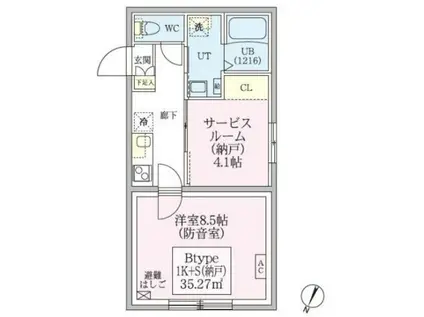 スカイラシクラス田園調布本町(1SK/2階)の間取り写真