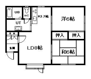 イエンハイツ(2LDK/2階)の間取り写真