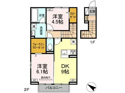 アナシエ富田町(2DK/2階)の間取り写真