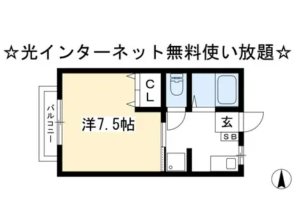 ジャーニ屋敷(1K/1階)の間取り写真