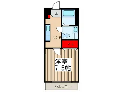 オークプラザ(1K/2階)の間取り写真