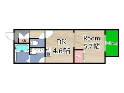 ワンシャインエスケー(1DK/3階)の間取り写真