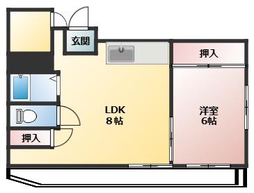 新豊ビル(2LDK/5階)の間取り写真