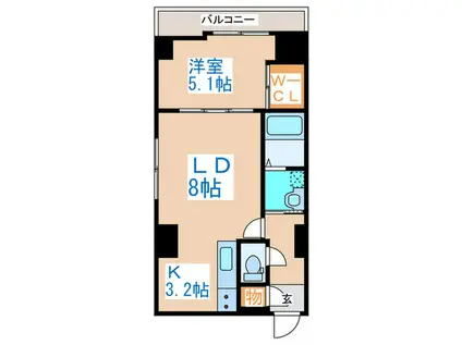 スペチアーレ プリーモ(1LDK/8階)の間取り写真