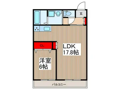 根岸プラザ(1LDK/2階)の間取り写真