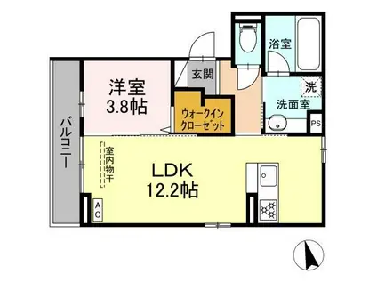 グランコスモHT(1LDK/3階)の間取り写真