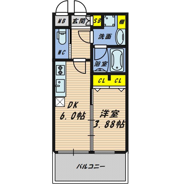 プレジオ関目(1LDK/13階)の間取り写真
