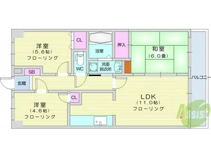 グローリィハイツNO2(3LDK/3階)の間取り写真
