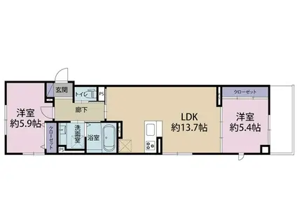 アンジェ百合丘(2LDK/2階)の間取り写真