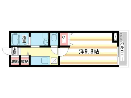 サンセール辻(1K/2階)の間取り写真