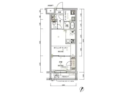 ARCOBALENO SHIMURASAKAUE(1LDK/3階)の間取り写真