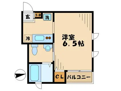 CABIN KARASUYAMA(1K/1階)の間取り写真