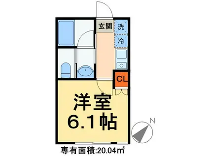 イーストランド稲毛(1K/1階)の間取り写真