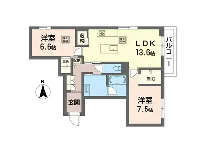 BELLE BLANCHE(2LDK/1階)の間取り写真