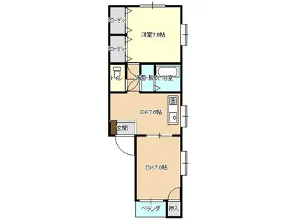 ハイムエクセレント(2DK/1階)の間取り写真