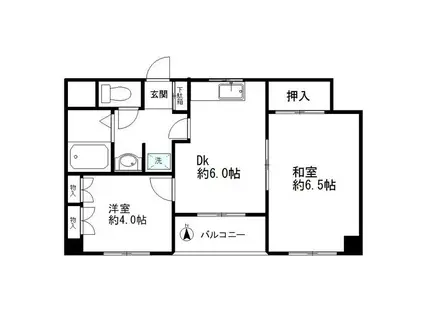 ノビールメンテウエダB棟(2DK/2階)の間取り写真