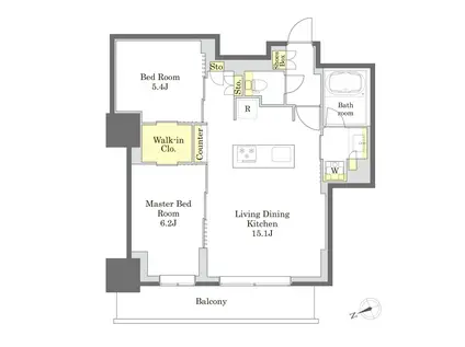 プライム新橋タワー(2LDK/24階)の間取り写真