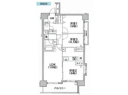 ヴェルディーク平井(3LDK/8階)の間取り写真