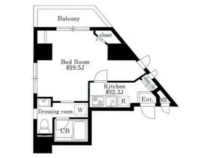 ププレMIYA八丁堀(1K/3階)の間取り写真
