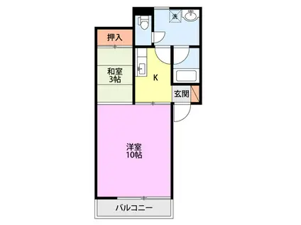 第三コーポアイリス(1SK/2階)の間取り写真
