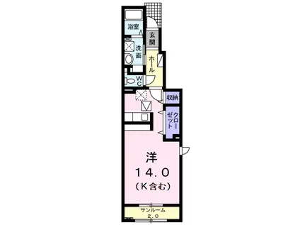 グランレーヴ(ワンルーム/1階)の間取り写真