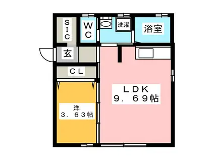 フローレス祐(1LDK/1階)の間取り写真