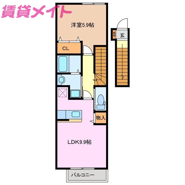 マリーアプローズ(1LDK/2階)の間取り写真