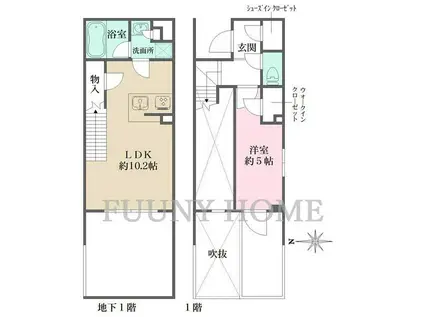 LA PERLA JIYUGAOKAII(1LDK/地下階)の間取り写真