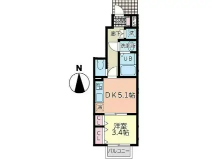 ブライアローズ富沢南(1DK/1階)の間取り写真