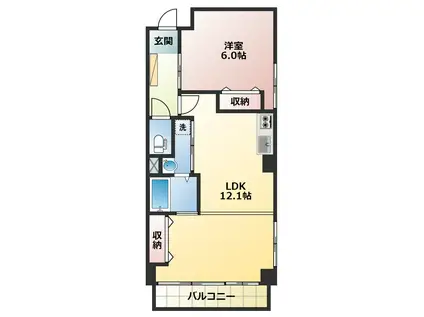 月村マンション10(1LDK/4階)の間取り写真