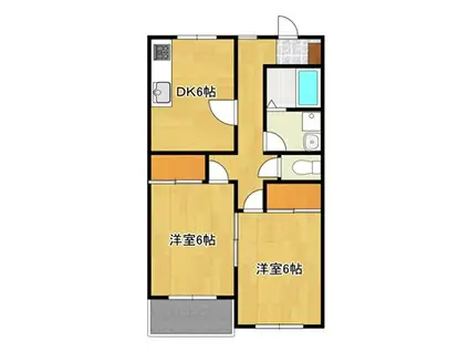 ヴィレッジ弐番館(2DK/2階)の間取り写真