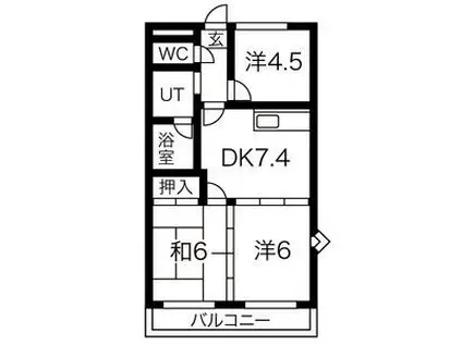 T-ビル(3DK/4階)の間取り写真