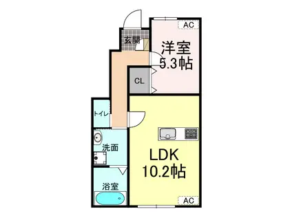 M I R T H F U L(1LDK/1階)の間取り写真