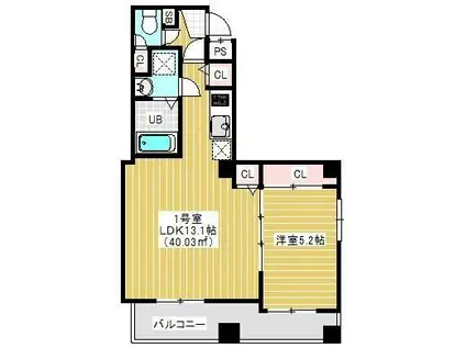 スぺランザ新検見川(1LDK/7階)の間取り写真