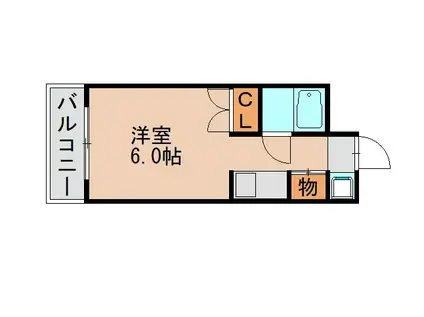 赤い風船ビル(ワンルーム/1階)の間取り写真