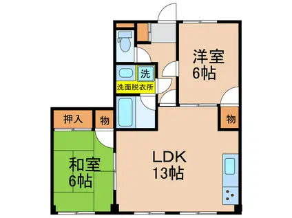 木下第二ビル(2LDK/3階)の間取り写真