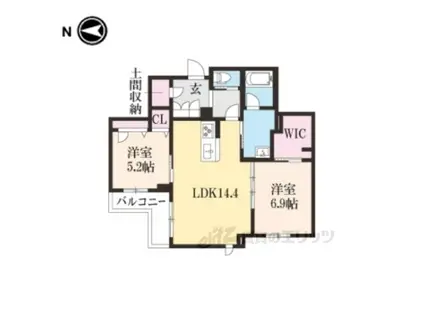 カーマイン・ピノ四条堀川(2LDK/2階)の間取り写真