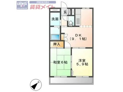 夢ぽりすマキ(2DK/2階)の間取り写真