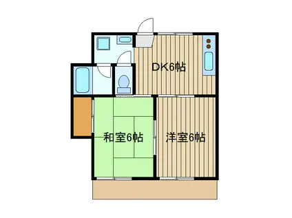 ヒルズワン(2DK/1階)の間取り写真