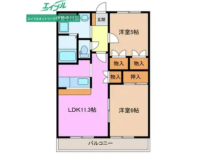 カンタベリー(2LDK/1階)の間取り写真