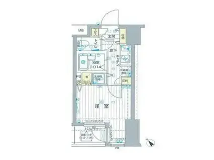 フォレシティ六本木(1K/5階)の間取り写真
