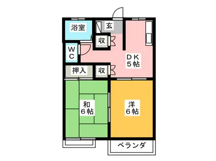 フレグランスHAYAMA A(2DK/1階)の間取り写真