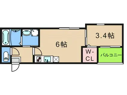 ハーモニーテラス住吉II(1DK/3階)の間取り写真