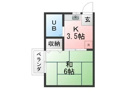 ケイハウス(1K/2階)の間取り写真