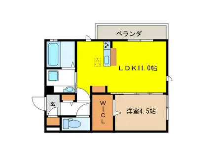 ドミールK(1LDK/1階)の間取り写真