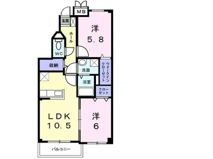 プラティーヌ(2LDK/1階)の間取り写真