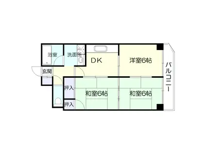 第3鶴丸ハイツ(3DK/11階)の間取り写真