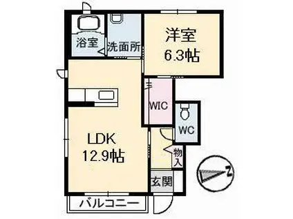 スカイメゾン12番館(1LDK/1階)の間取り写真