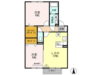 シャインポート屋島G・H棟G棟(2LDK/1階)の間取り写真